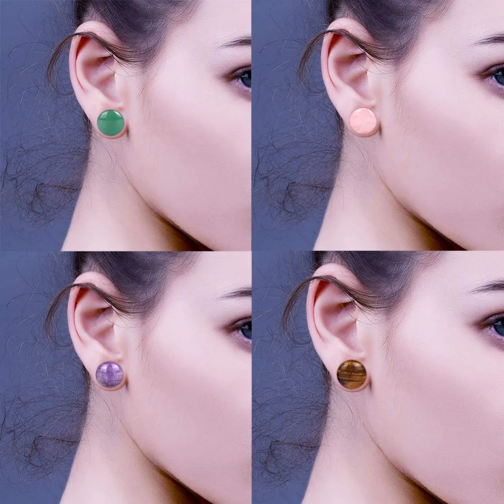 Pilz Kopf Stein Ohr Stecker Gauge Ohrringe Frauen Männer Ohr Kanal Stecker Piercing Expander Ohr Unterstützung Körper Piercing Schmuck 2 Stück – Detail 6
