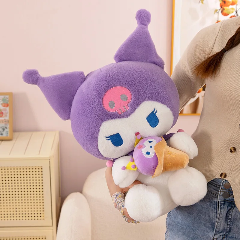 Kuromi brinquedo de pelúcia personagem dos desenhos animados sorvete temático bonito animal de pelúcia para crianças aniversário presente natal companheiro sono decoração casa