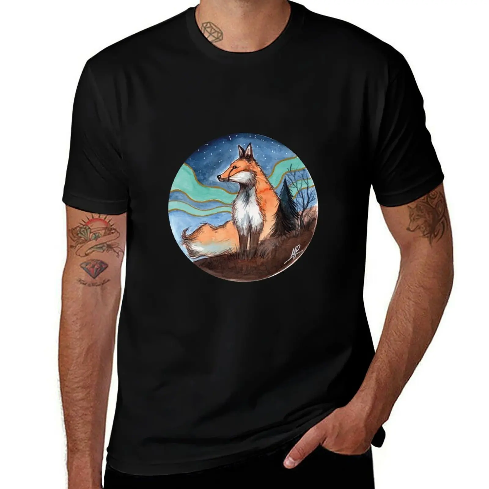 Aurora borealis T-Shirt Art Pattern Printed Casual Top