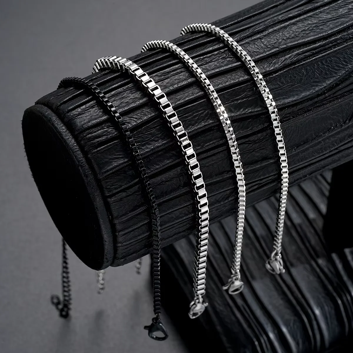 4Pcs/Set Stainless Steel Adjustable Box Chain Bracelets for Men Simple Vintage Silver Color Cuban Bracelets Sets Party Jewelry image 4