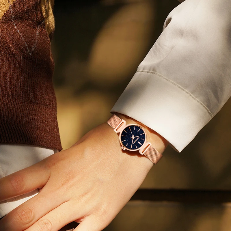 TELENSOSU 2025 new ladies quartz watch luxury full star dial top ladies watch stainless steel watch girlfriend lover gift 8822