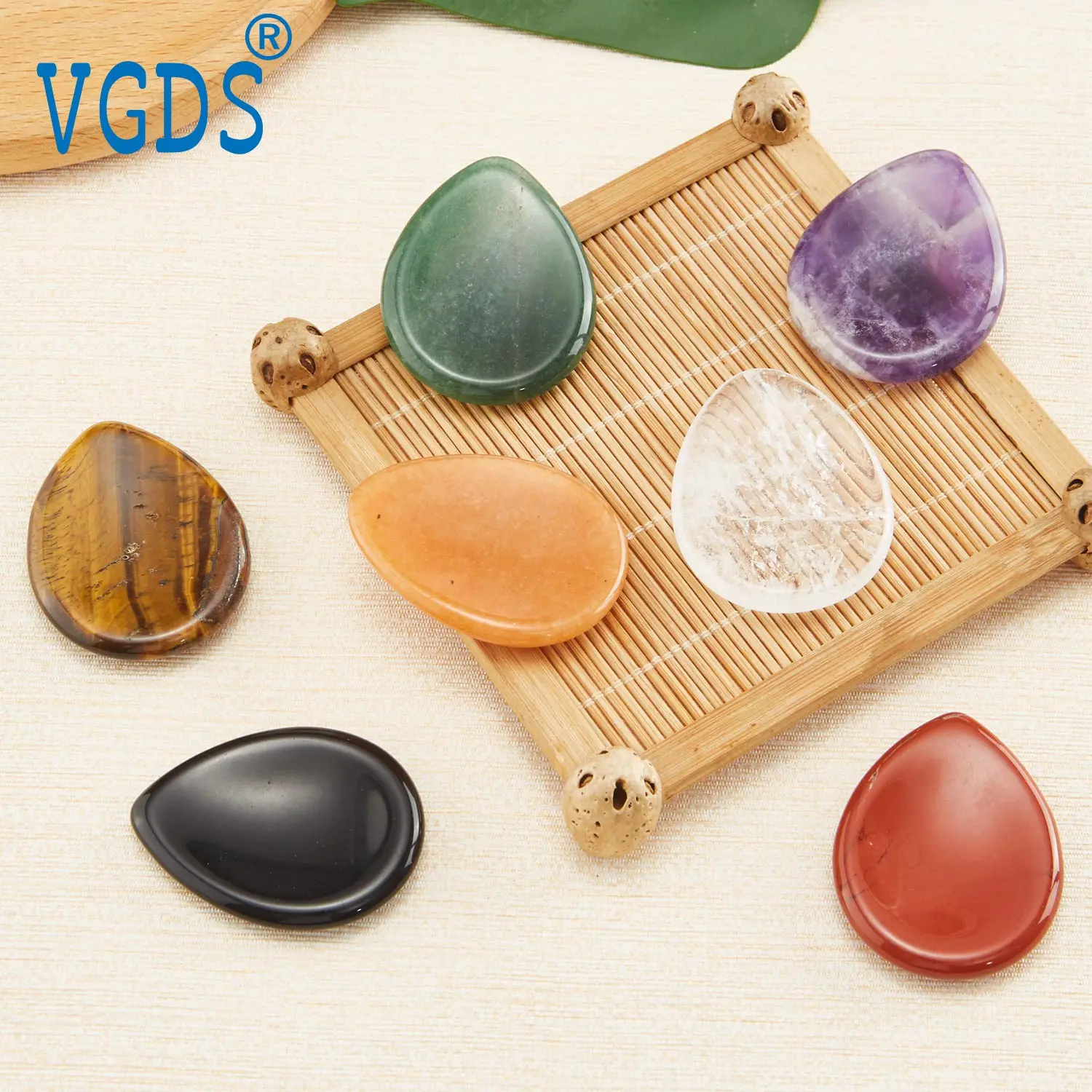 2PCS50%OFF Cheap Clearance Invent Natural Quartz Crystal Worry Stone Finger Massager Beauty Tool Healing Troubles Anxiety Relief