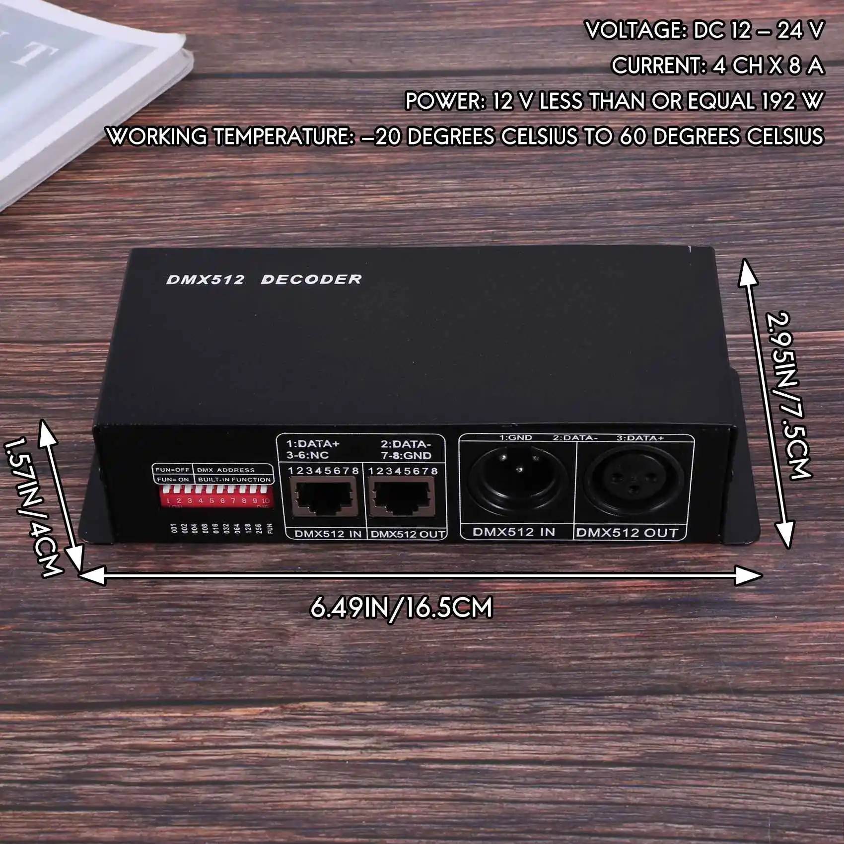 DMX 512 4CH x 8A Decoder LED Controller 4 Channel Driver RGBW LED Tape DC 12V - 24V