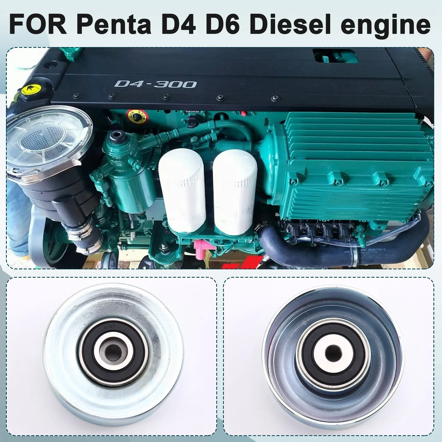 

A73X-Idler Pulley Replacement Part 3847482 For Volvo Penta D4 D6 Marine Inboard Diesel Engines