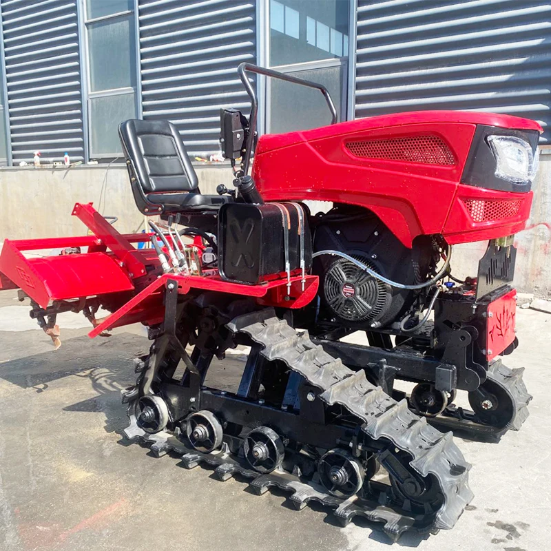 

Customized Wet & Dry Dual Use Small Plowing Machine, Ride-On Rotary Tiller and Crawler Tractor for Farm Use