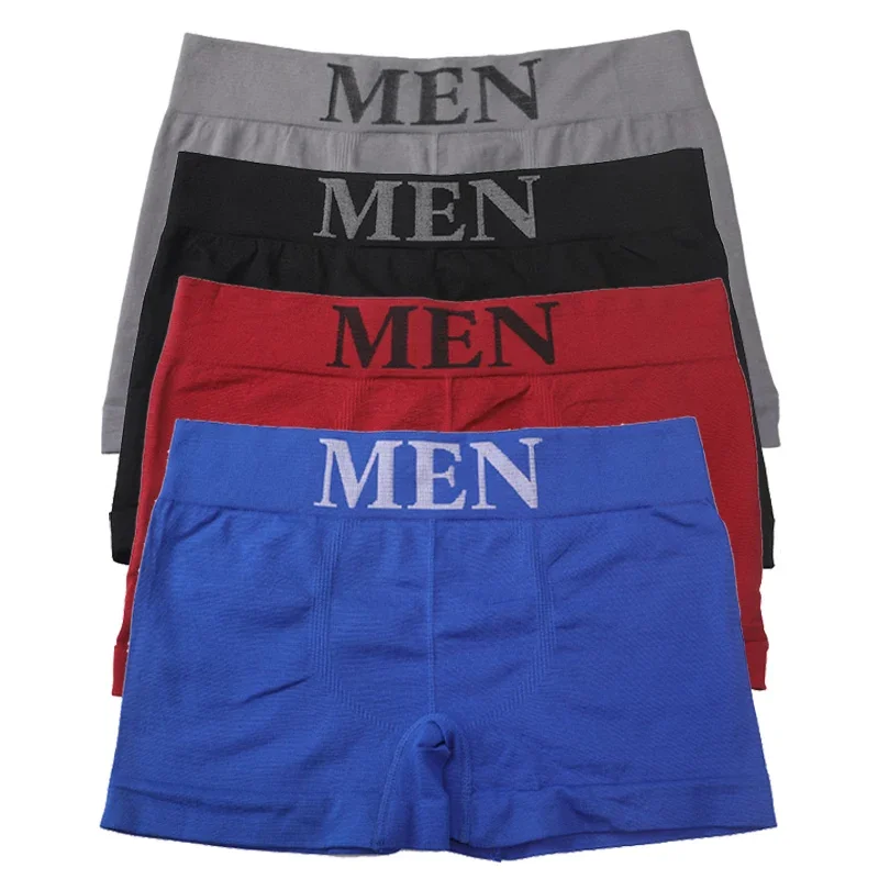 Boxer Respirant pour Homme, Sous-Vêtement de Couleur Unie, Confortable, de Marque, Noir et Bleu