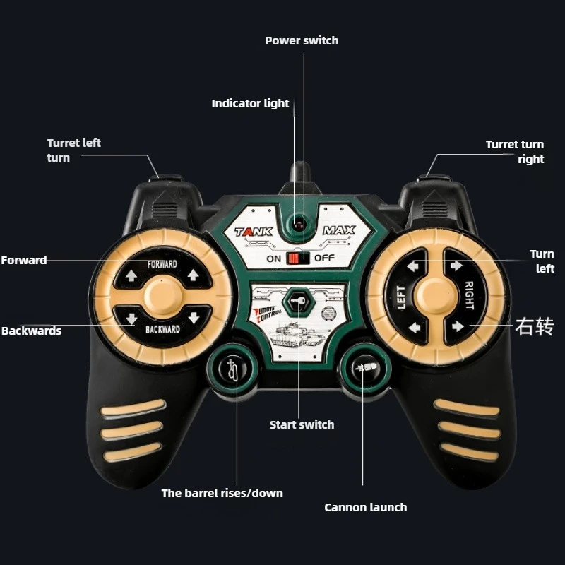 Zabawny Czołg Zabawka Prezent - 33cm Wspinający Się Terenowy Czołg RC 4WD na Gąsienicach, Samochody RC z Wyrzutnią Wodnych Rakiet, Zabawki dla Chłopców, Monster Truck