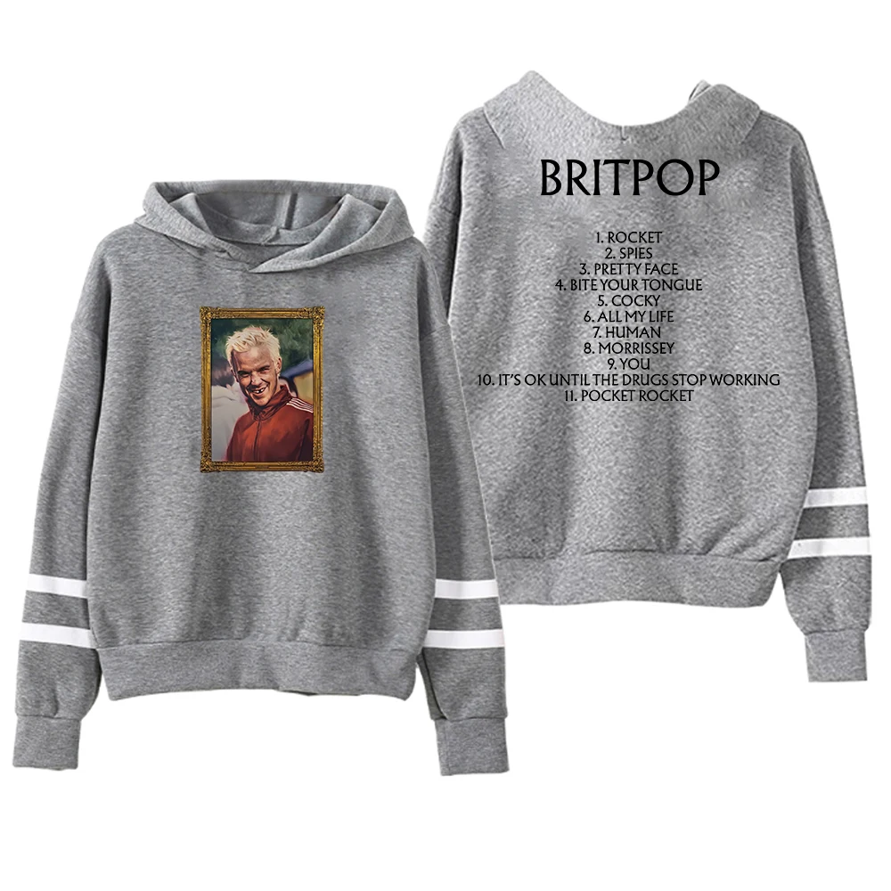 GF Robbie Williams Britpop ألبوم Tracklist هوديي بدون جيوب قضبان متوازية كم ملابس الشارع الشهير النساء الرجال قمصان سويت شيرت بقلنسوة