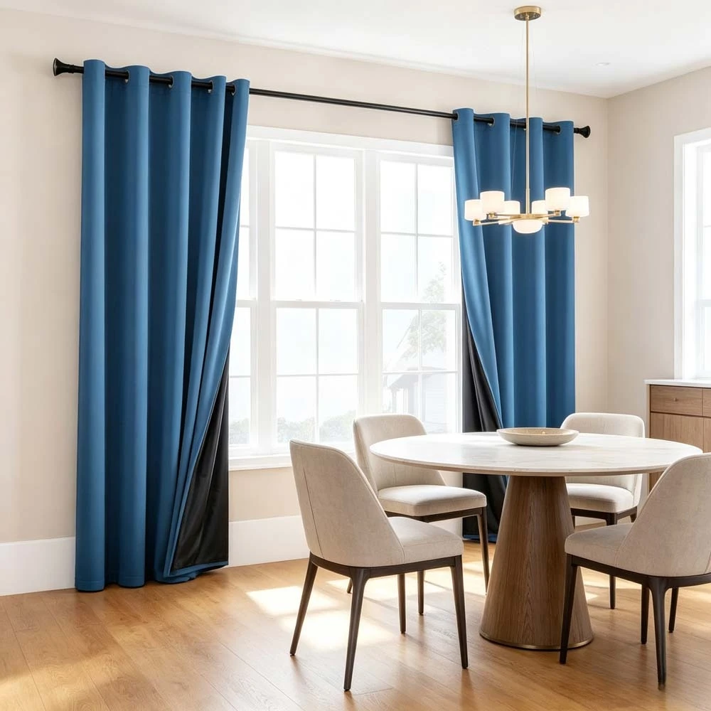 Pongee Coating Blackout Curtains 100% Blackout Curtain Waterproof Drapes Privacy Window Curtain for Bedroom Living Room Bathroom