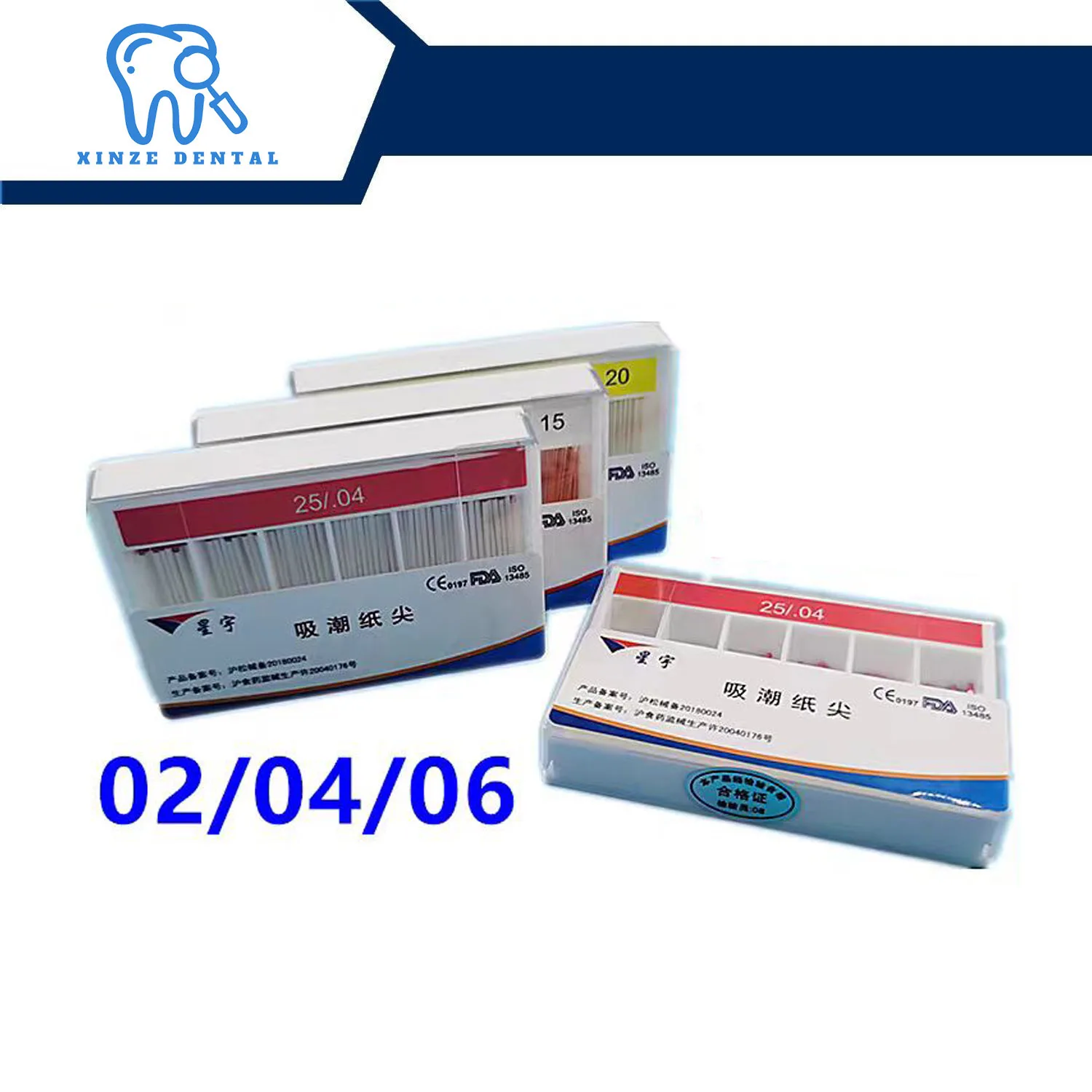 Dental Reciprocal Absorbent Paper Points 02/04/06 Suitable for Root Canals Prepared by Reciproc Blue Files Dental Obturations