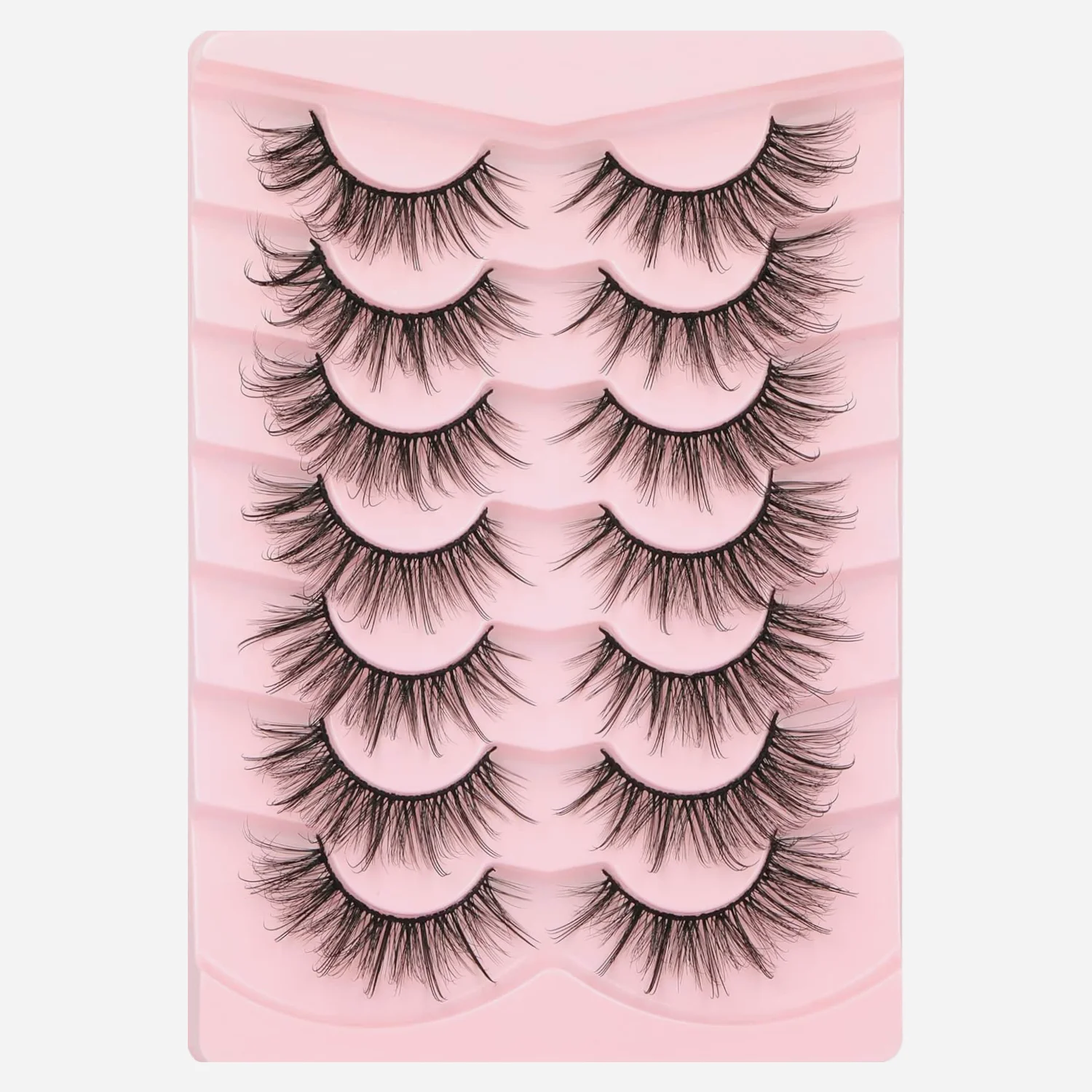 False Eyelashes Fluffy Faux Mink Lashes Wispy Fairy Cat Eye Lashes Spiky Strip Lashes Extension Natural Volume 7 Pairs