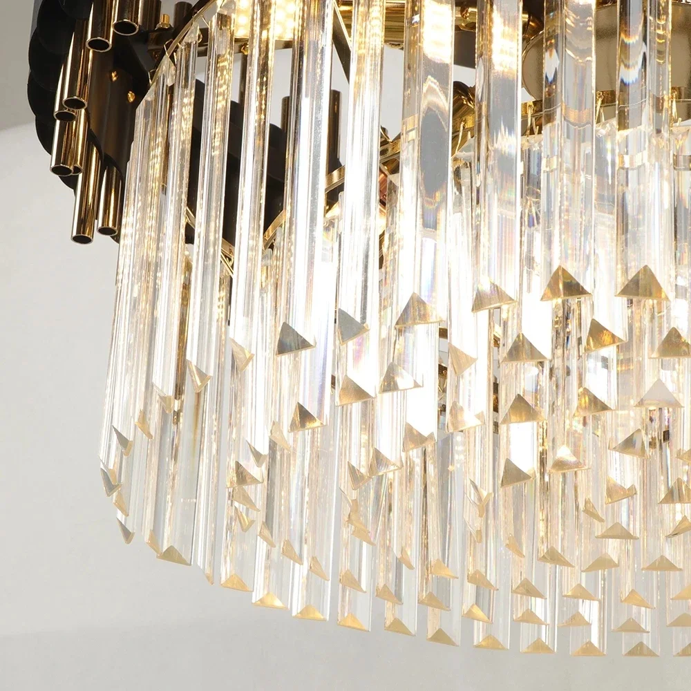 Imagem -05 - Modern Led Gold e Black Crystal Chandeliers Teto para Sala de Estar e Estudo Round Kitchen Pendant Lamps Decoração do Quarto Iluminação