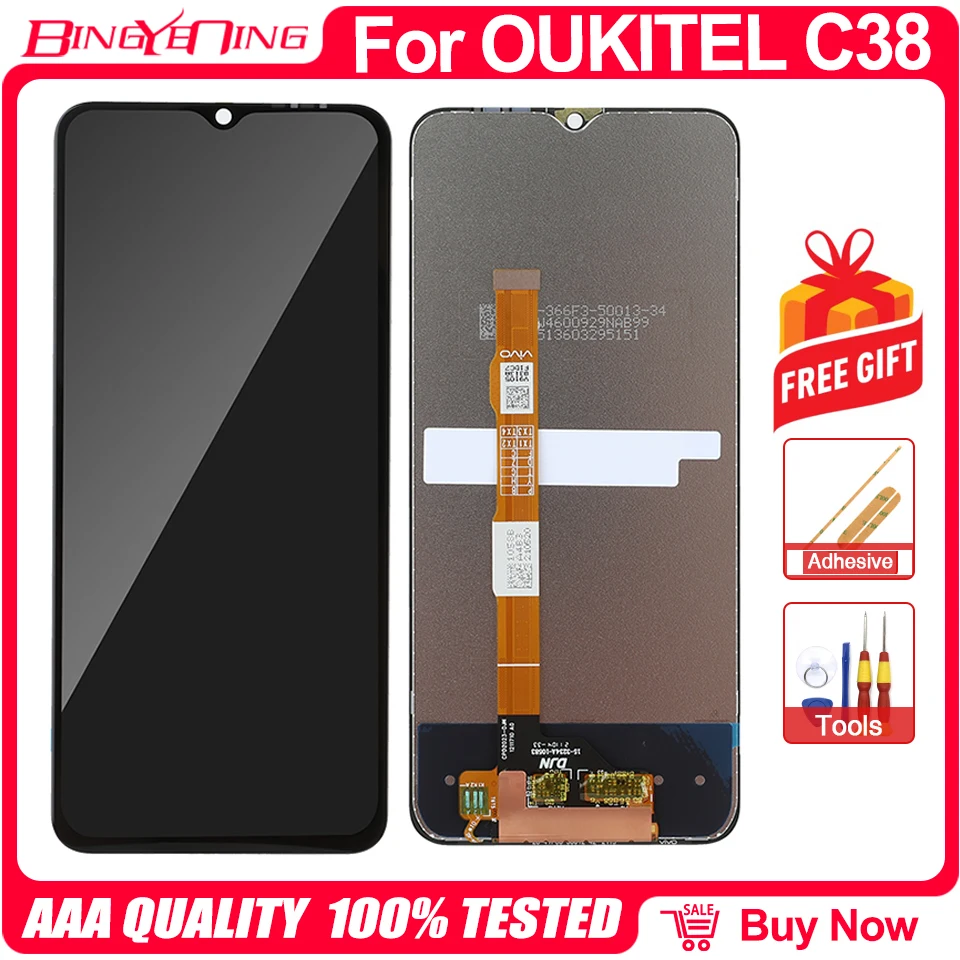 Original For 6.6 Inch Oukitel C38 LCD&Touch Screen Digitizer Display Screen With Frame Module Accessories Assembly