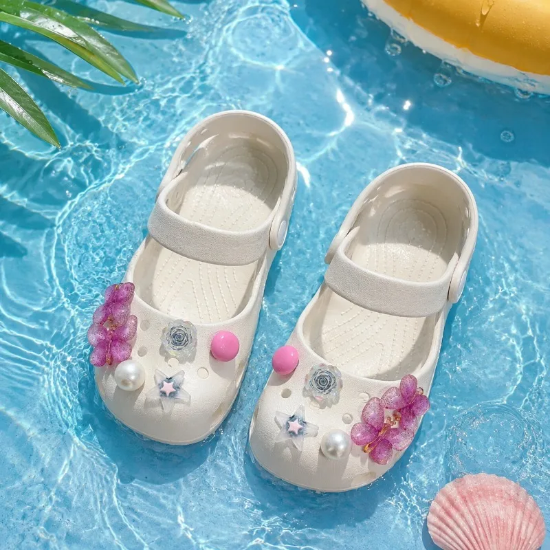 Girls Sandals Waterproof Soft Girls Casual Shoes EVA Non-Slip 2026 Summer New Kids Summer Beach Shoes with Sweet Floral
