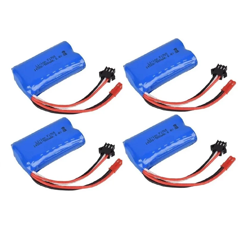 6.4v 500mah Li-ion battery 14500 JST Plug/USB  For Wltoys 18401 18402 18403 18404 18405 18409 1/18 high speed RC truck battery