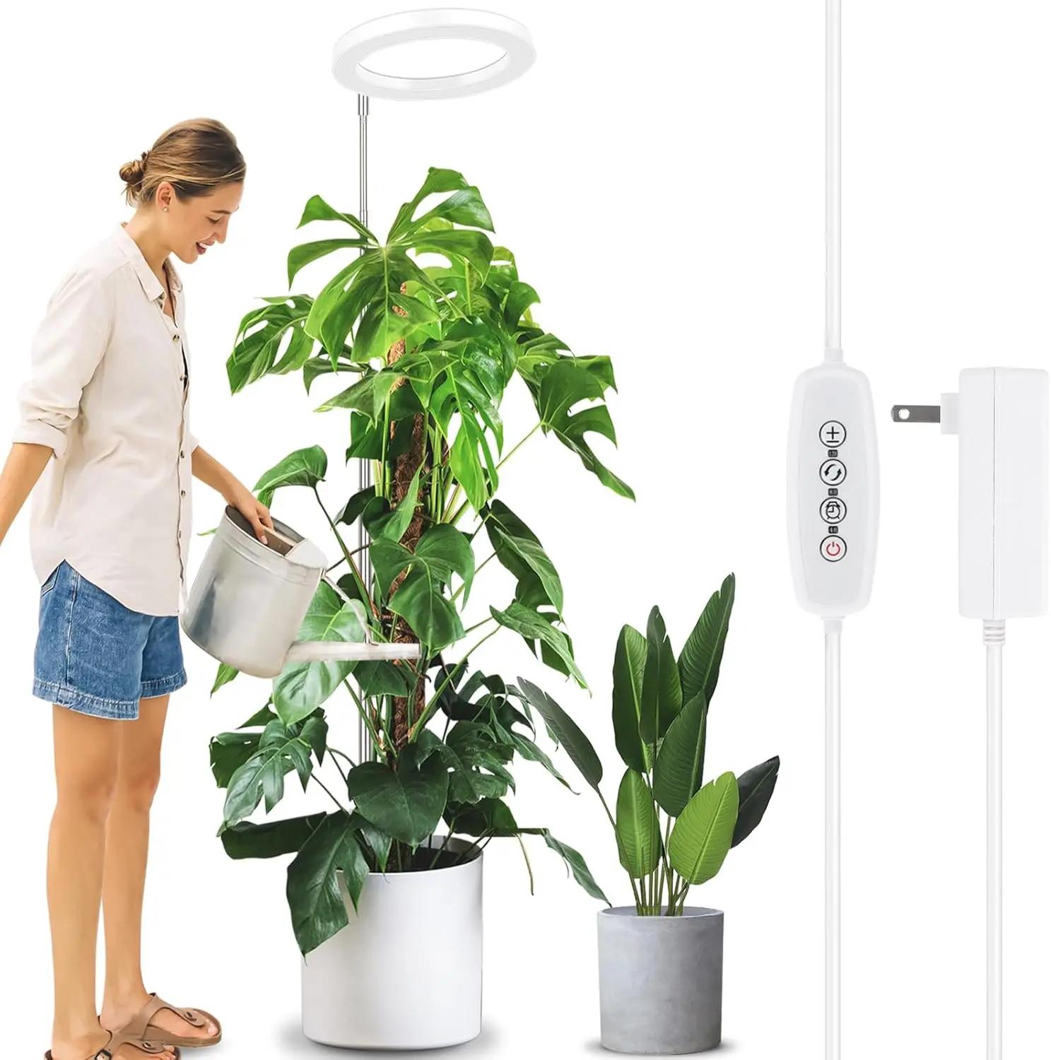 

10" Grow Light for Indoor Plants, Full Spectrum 160 LEDs, 4/8/12H Timer, 6 Dimmable Levels, 3 Modes, Height Adjustable 65"