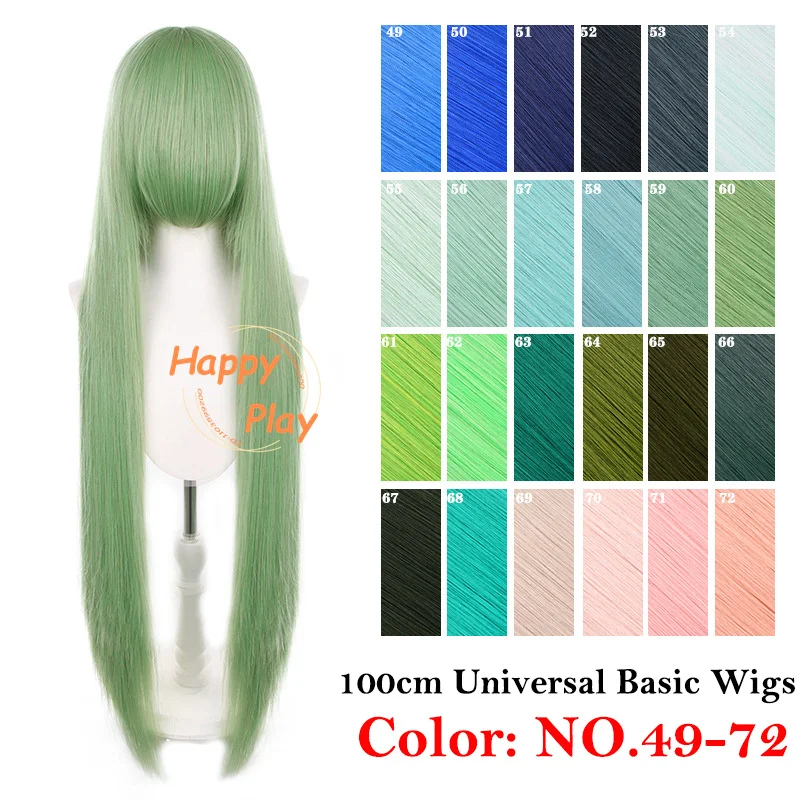 145 Colors 40 Inch 100cm Straight With Bangs Cosplay Synthetic Wig Anime Compatible Universal Multicolored Heat Resistant Hair image 4