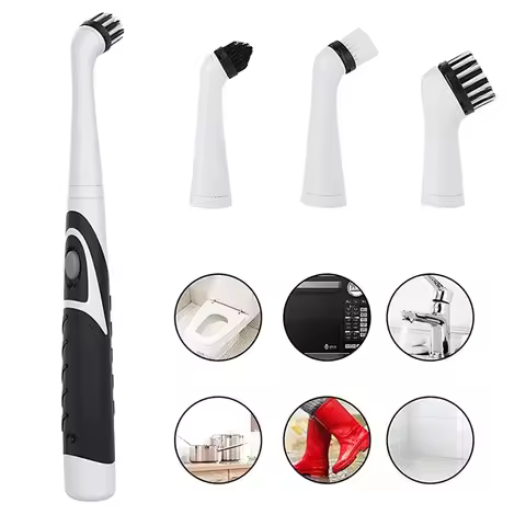 4 In 1 Electric Sonic Scrubber Multifunction Super Cleaning Brush Household Cleaning Ultrasonic Dust Cleaner Brushes 4 Heads