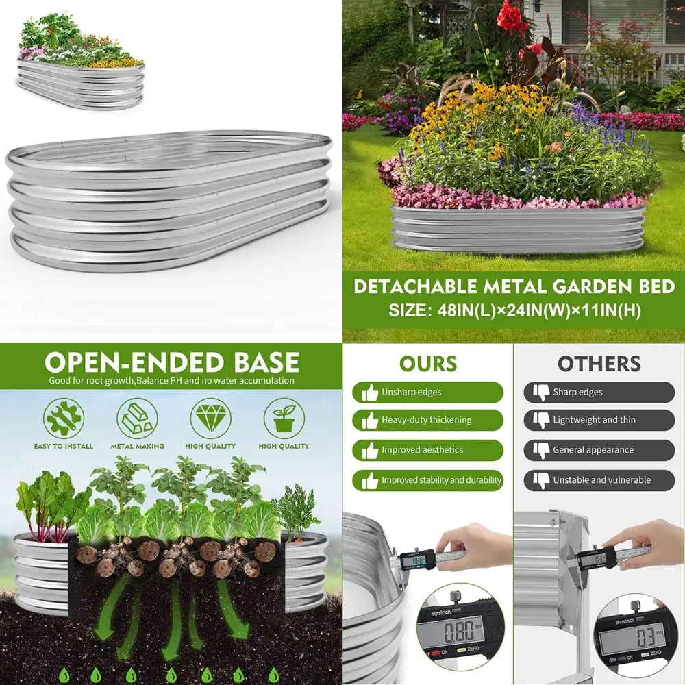 

Большой комплект металлических горшков для улицы для приподнятых садовых кроватей — 4 фута