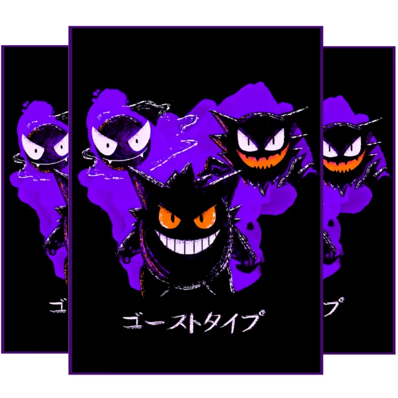 

60Pcs/Set Pokemon Cards Sleeve Gengar Self Made Anime Game Characters ACG DIY Colorful Cards Protective Cover Laser Version Toy