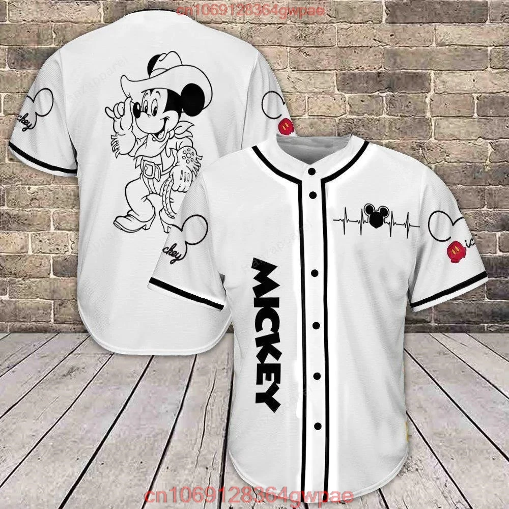 Mickey Mouse Baseball Shirts Disney Magic Kingdom Shirts Men\'s Casual Sweatshirts Disney Baseball Jerseys Vintage Shirts