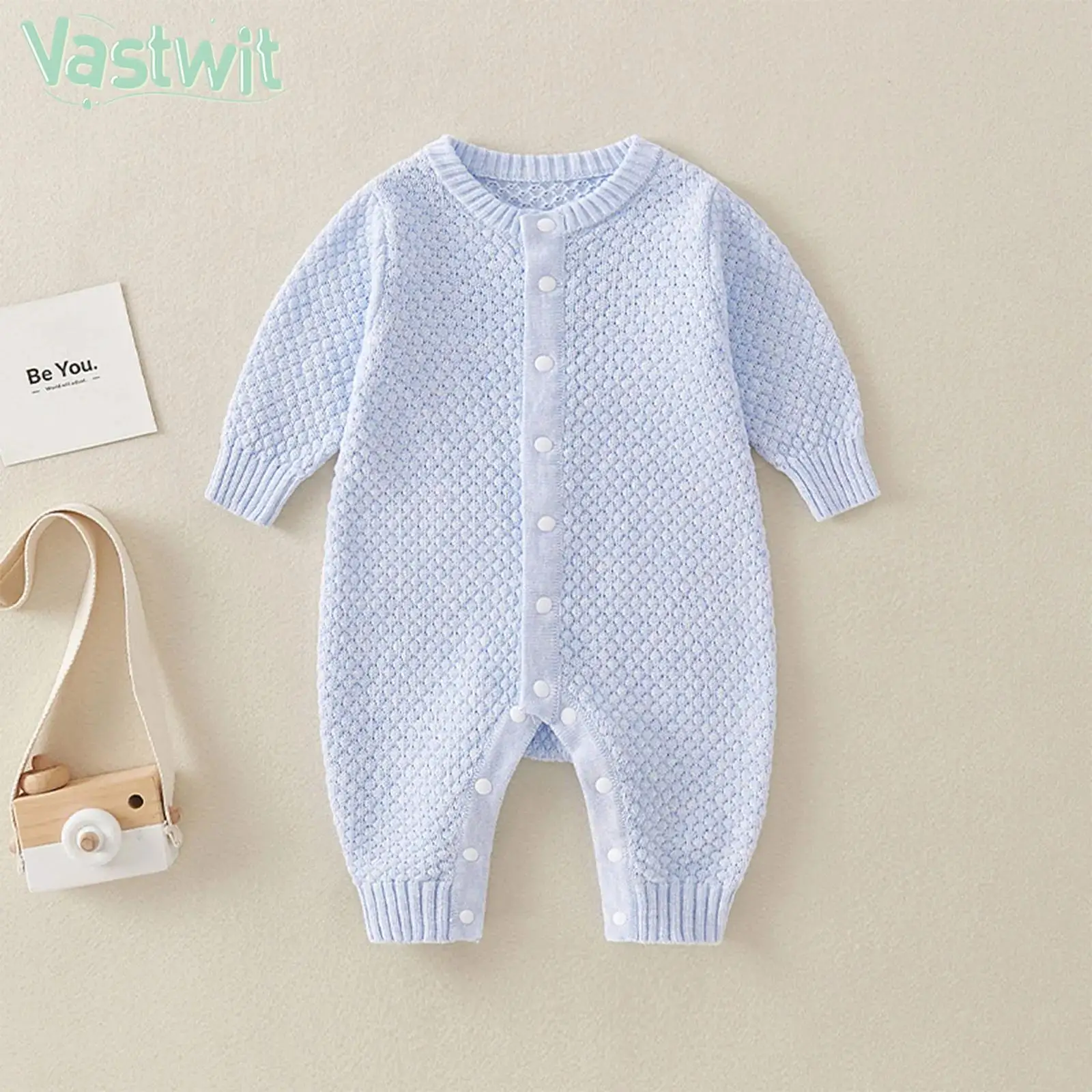 

Вязаный свитер для маленьких мальчиков и девочек 0-24 месяцев, комбинезон с длинными рукавами, осень-зима, однотонный повседневный комбинезон для повседневной домашней одежды на день рождения