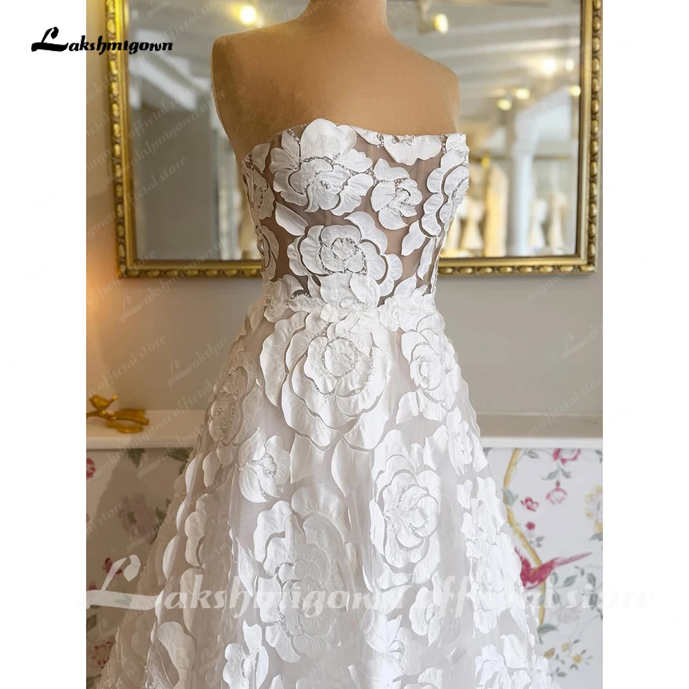 Lakshmigown Luxuriöse Pailletten-Spitzen-Boho-Hochzeitskleider, Bohemian-Strand-Brautkleider, Robe Mariee, Maßanfertigung – Detail 6