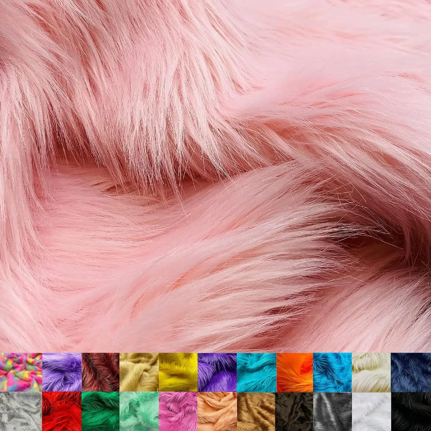 

Super Soft Faux Fur Fabric 60" Wide - Fluffy Shaggy Mohair for Costumes, Apparel, Decor - Baby Pink 2.5 Yards