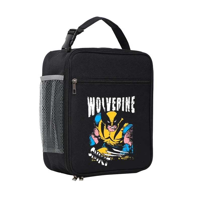 Deadpool Wolverine Borsa per il pranzo Borsa termica isolata per bambini Studente scolastico Scatola per pasti portatile Borse per il pranzo nere