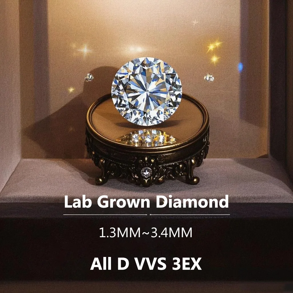 100% حقيقي D اللون VVS 3EX مختبر نمت الماس 1.3 مللي متر ~ 3.4 مللي متر بدون شهادة الماس فضفاض لتقوم بها بنفسك للمجوهرات سوبر وايت نقي #1