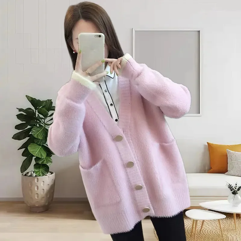 

Fashionable and Casual Western Style Loose Sweater Women's Autumn and Winter Knitted Sweater Top Jacket