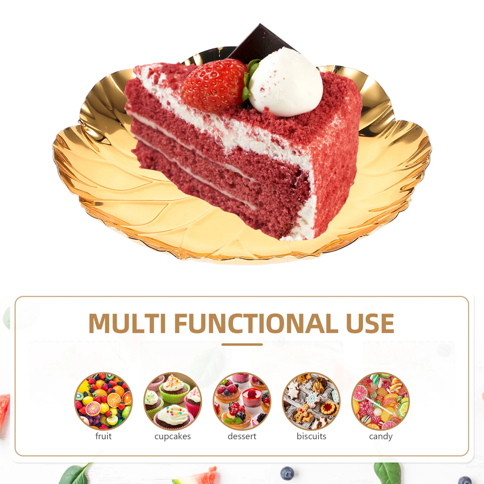 

Golden Cake Plate European Design Round Serving Tray For Wedding Birthday Party Dessert Fruit Appetizer Metal Tray Kitchen