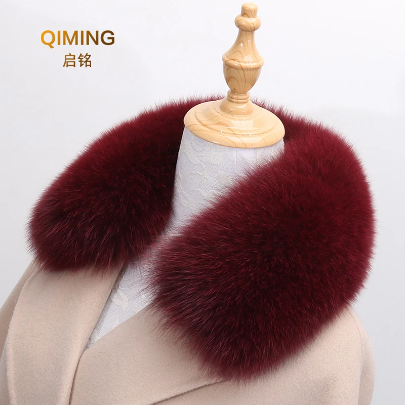 Winter Coat Women Real Fox Fur Collar Scarf Natural Fox Fur Collar For Hood Fur Scarf Warmer Fur Scarf Multicolor Scarves Collar