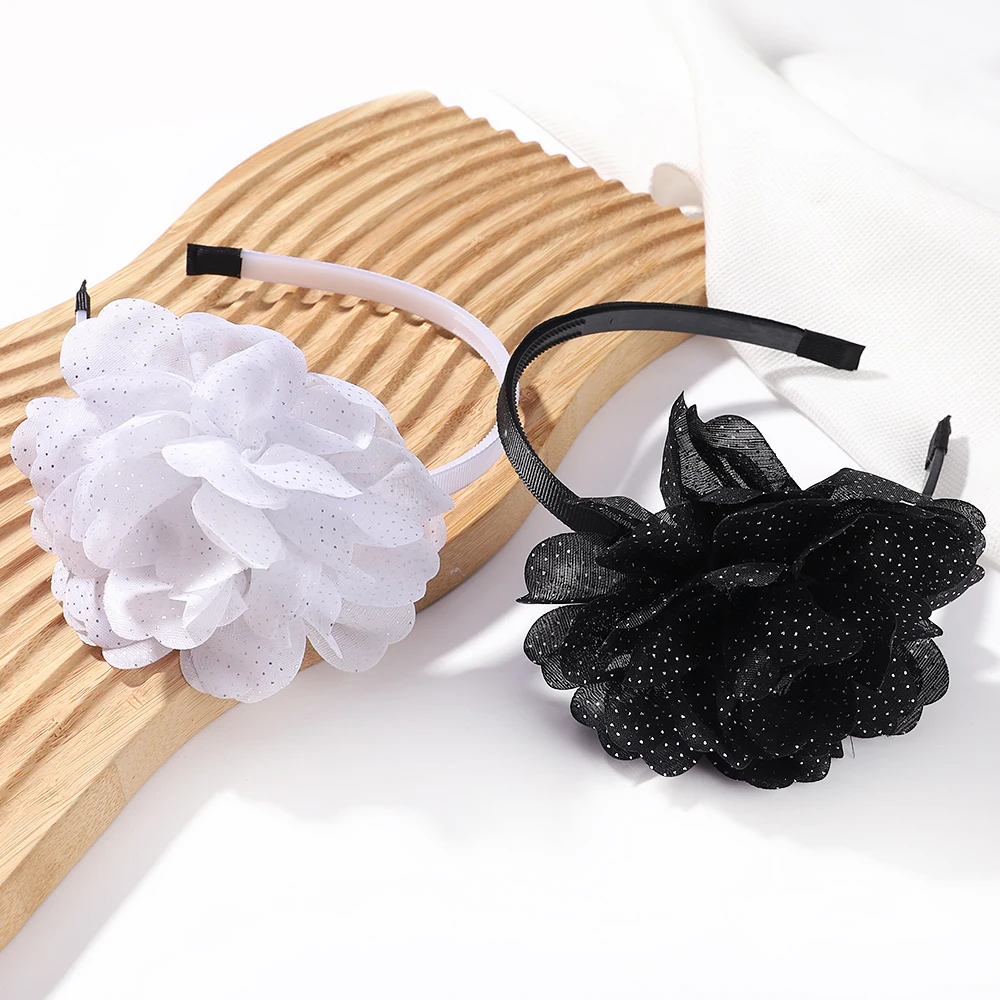 1PC Flower Ball Headbands for Girl Colourful Chiffon Hair Hoop Headwears Hairband Festival Dress Up Kids Hair Accessories