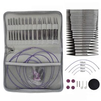 13Pairs Removable Circulars Knitting Needles Set Interchangeable Aluminum Crochet Hooks Sweater Yarn Weaving Knitting Needle