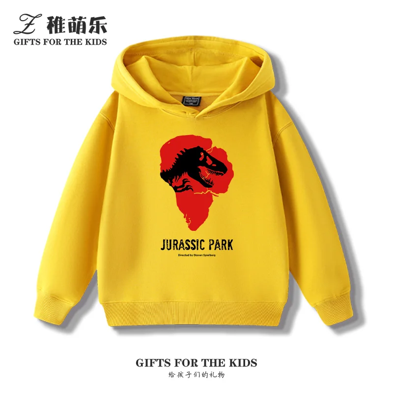 بلوفر بقلنسوة للأولاد مطبوع عليه رسوم كارتونية من Jurassic Park كاجوال مريح للأطفال للخريف والشتاء بقلنسوة #4