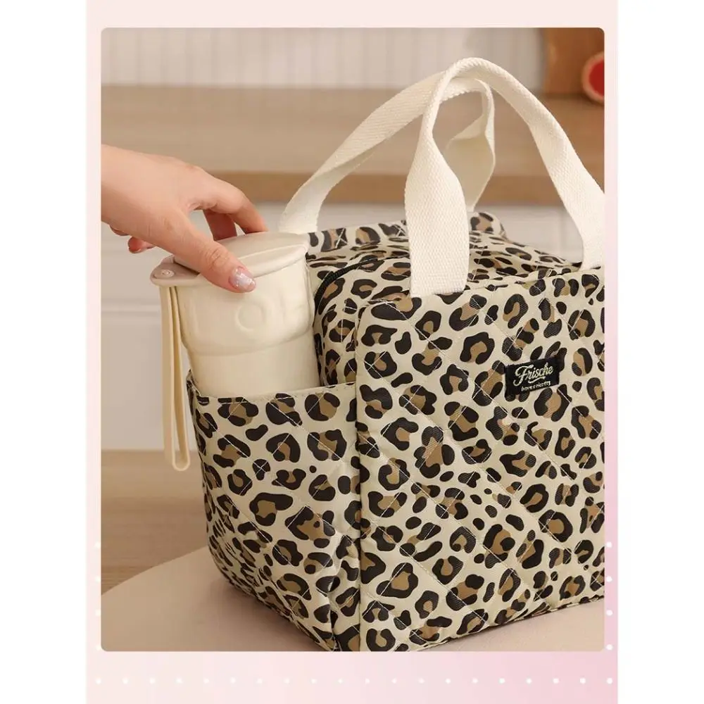 Leakproof Insulated Lunch Bag with Two Pockets Large Capacity Students Lunch Box Portable Thickened Tote Bag for Office Workers