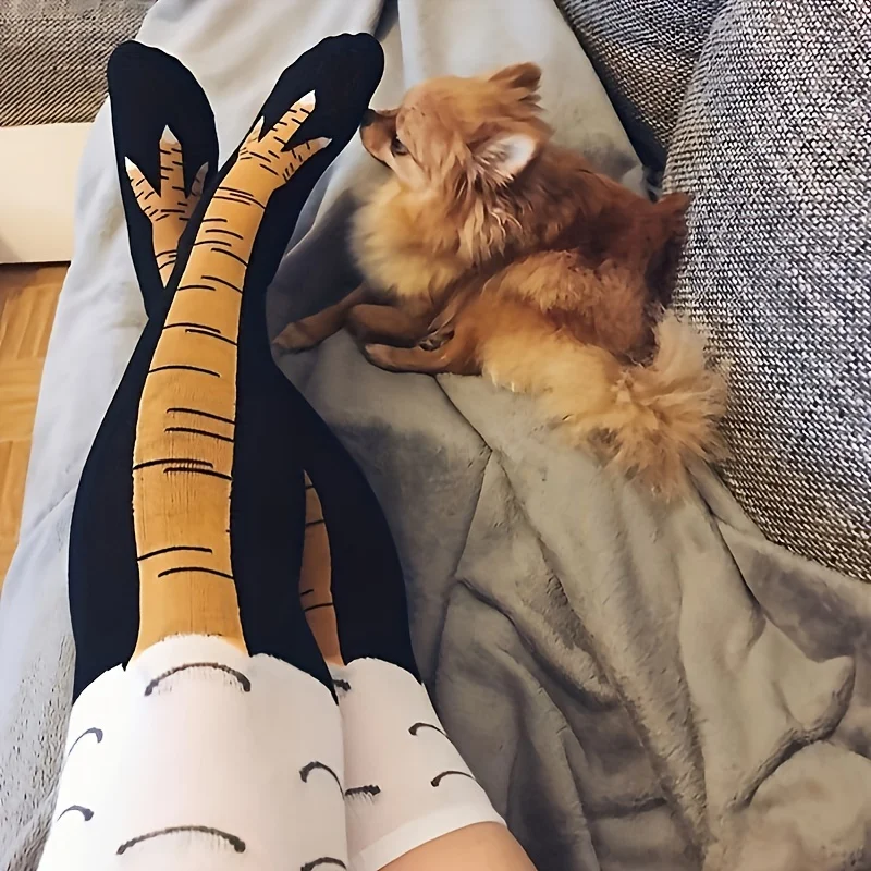 مضحك أقدام الدجاج جوارب الفخذ العليا، مضحك الحيوان تأثيري فوق جوارب الركبة، جوارب نسائية وجوارب