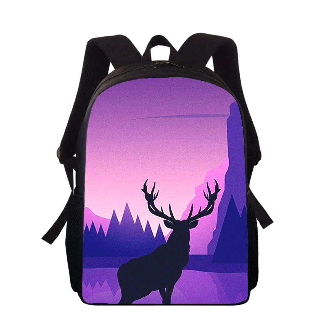 Mochila con estampado 3D de ciervo para niños y niñas, morral escolar de 15 pulgadas con estampado de animales, ideal para la escuela primaria