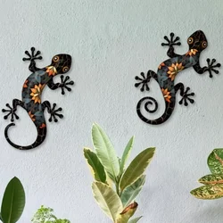 Charming Metal Gecko Wall Decor - 2pcs, 11.8