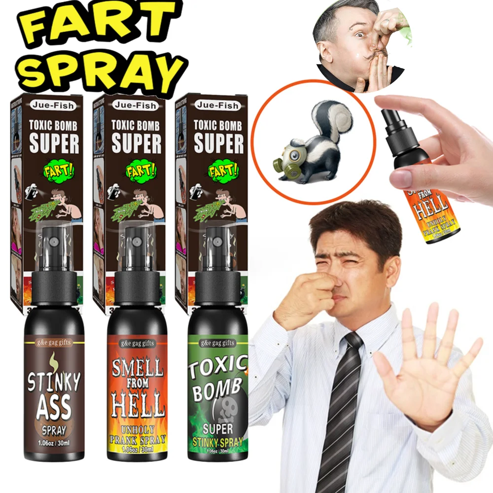 90-30ml Fart Gag Spray Prank Joke Plastic Smelly Stinky Gags Party Supplies Spray Can Stink for Adults Kids Non Toxic for Party