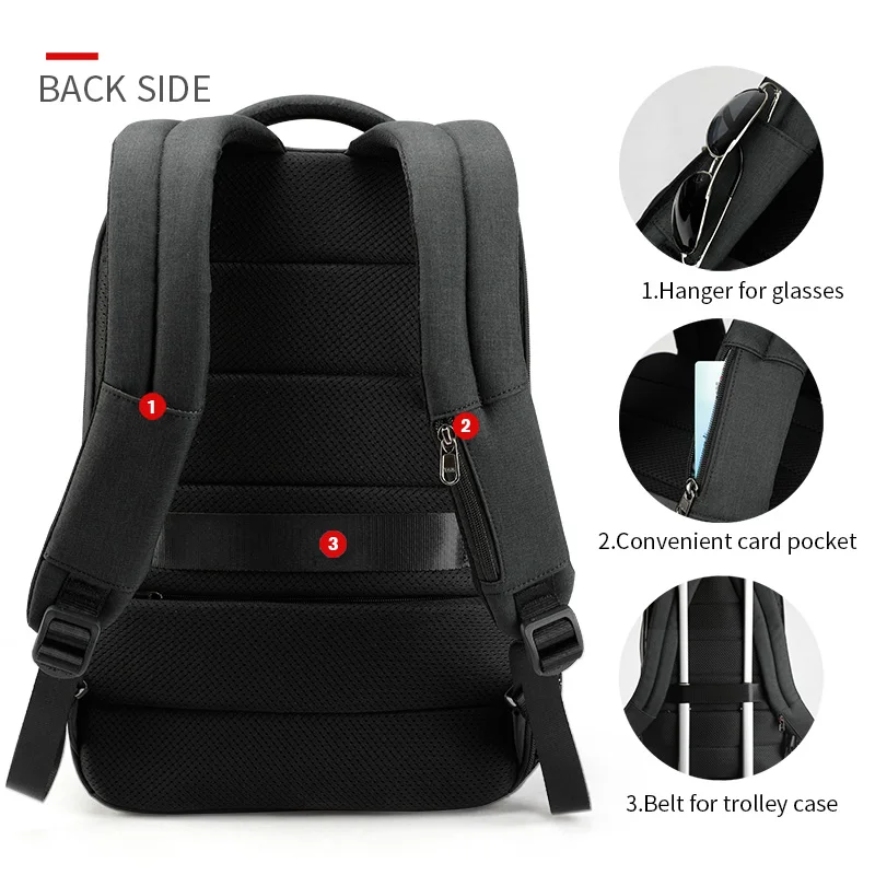 Imagem -03 - Carregamento sem Fio Usb Mochila de Viagem para Homens Mochilas Escolares Garantia Vitalícia 14 15.6 Laptop Backpack