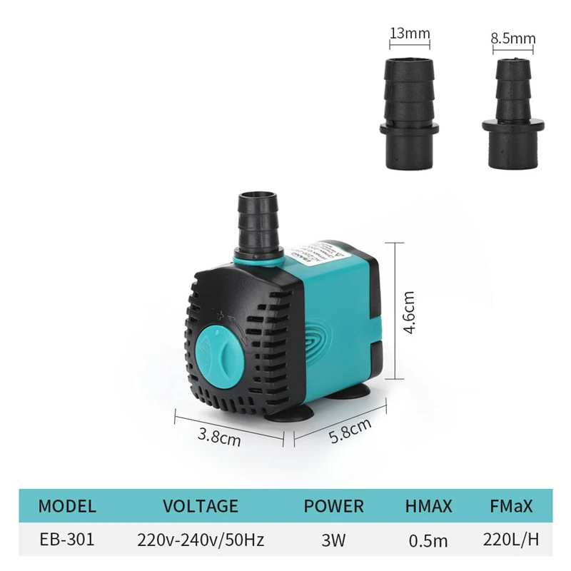 Ultra-Quiet 3W Submersible Water Fountain Pump Filter Fish Pond Aquarium Water Pump Tank Fountain