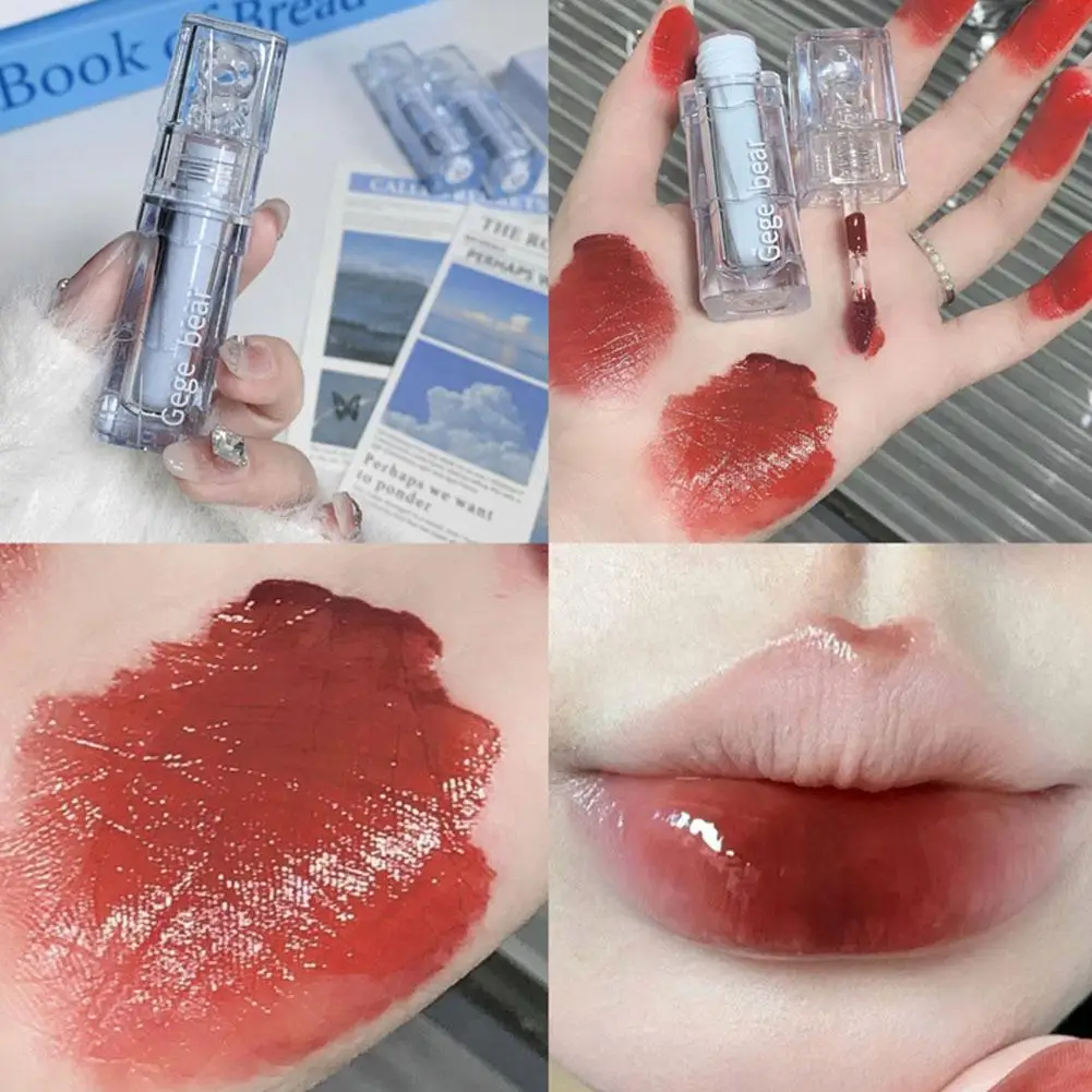 Pintalabios líquido con efecto espejo, lápiz labial con brillo, transparente, hidratante, duradero, antiadherente, rojo, Ti, P1H3