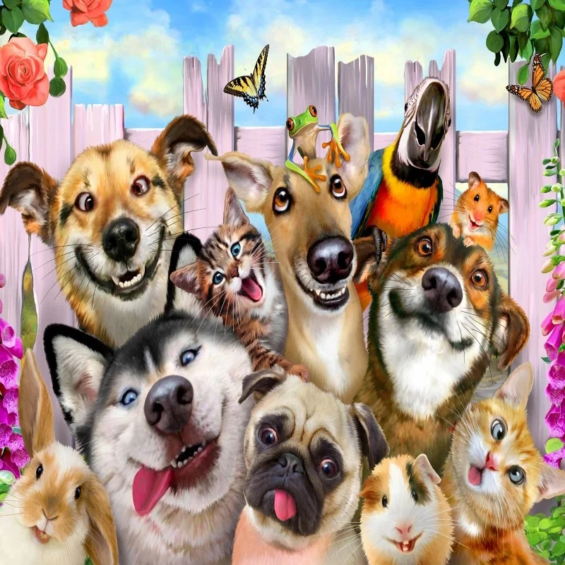 6x6ft  Pets Dogs Paw Let's Paw-ty Happy Birthday Party Custom Photo Studio Seamless Background Backdrop Vinyl 180cm X 180cm