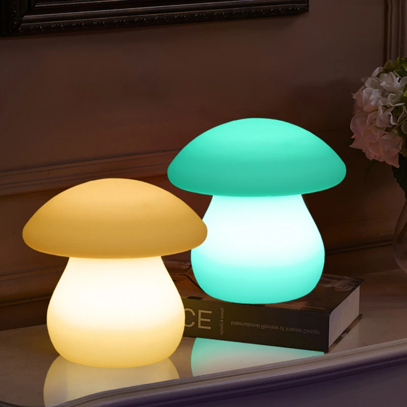 OULALA Outdoor Mushroom Lawn Lamps with Remote Control White Solar 16 Colors Light Waterproof IP65 for Garden Decoration