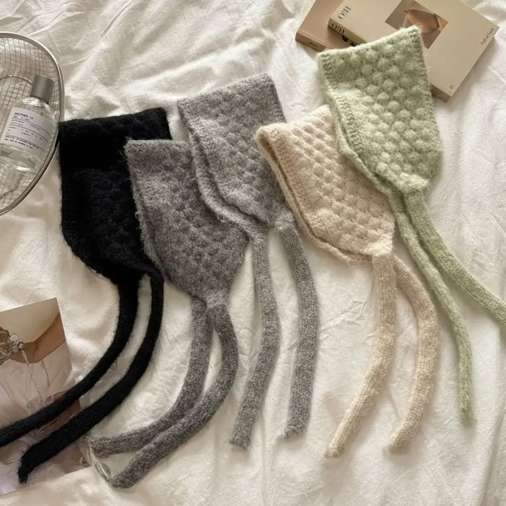 Paraorecchie con cinturino in lana ispessente alla moda, antivento, per tenere al caldo, paraorecchie lavorato a maglia, cinturino di protezione per le orecchie in tinta unita fatto a mano, autunno
