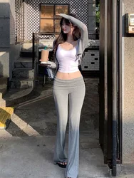 2024 Autumn Korean Version New Low Waisted Wrap Hip Solid Color Casual Pants Women Spicy Girl Slim Micro Flared Pants 2CFF