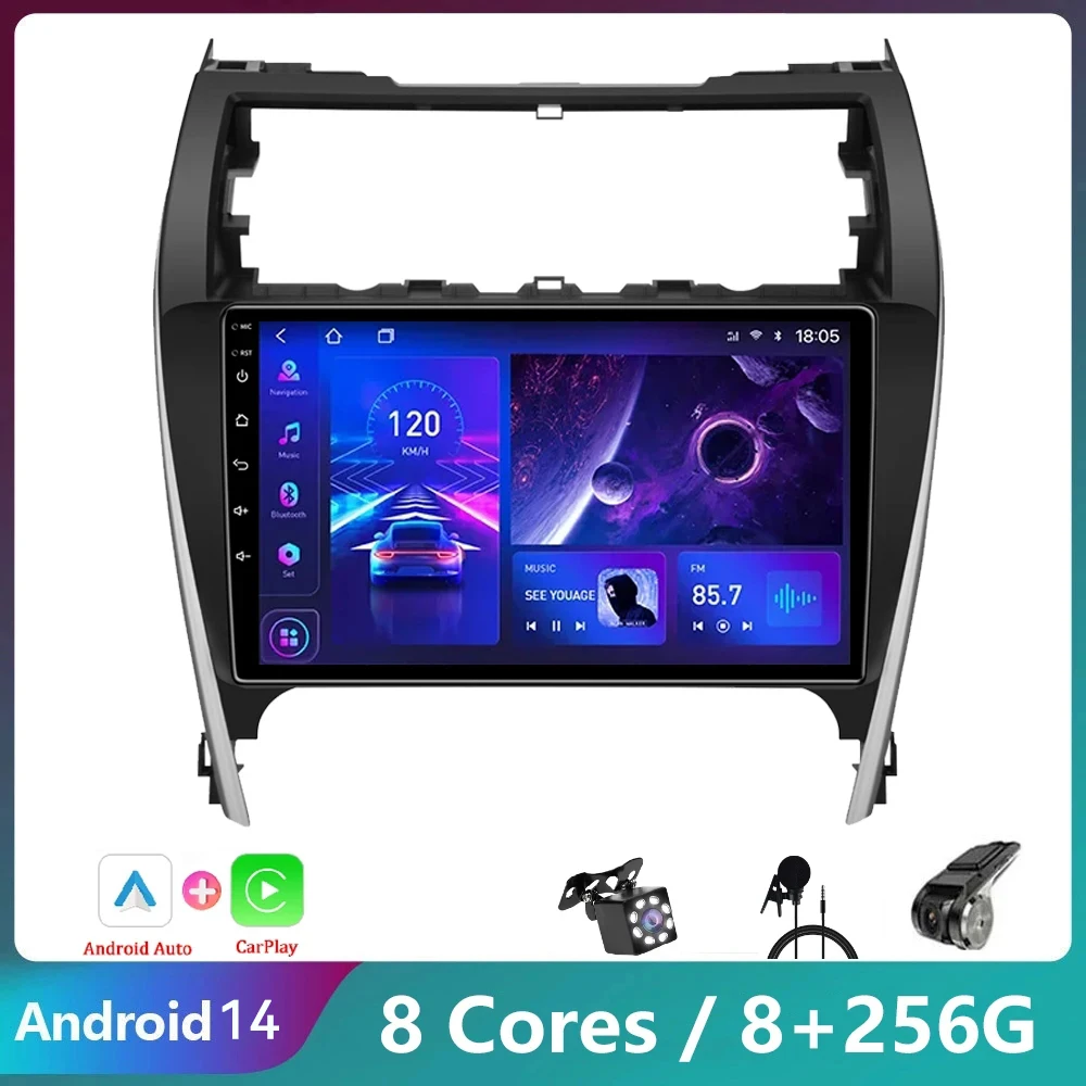 

10.1Inch Android 14.0 Car Radio For Toyota Camry 2012-2014 US Version Multimedia Video Player Navigation GPS 2 Din Carplay RDS