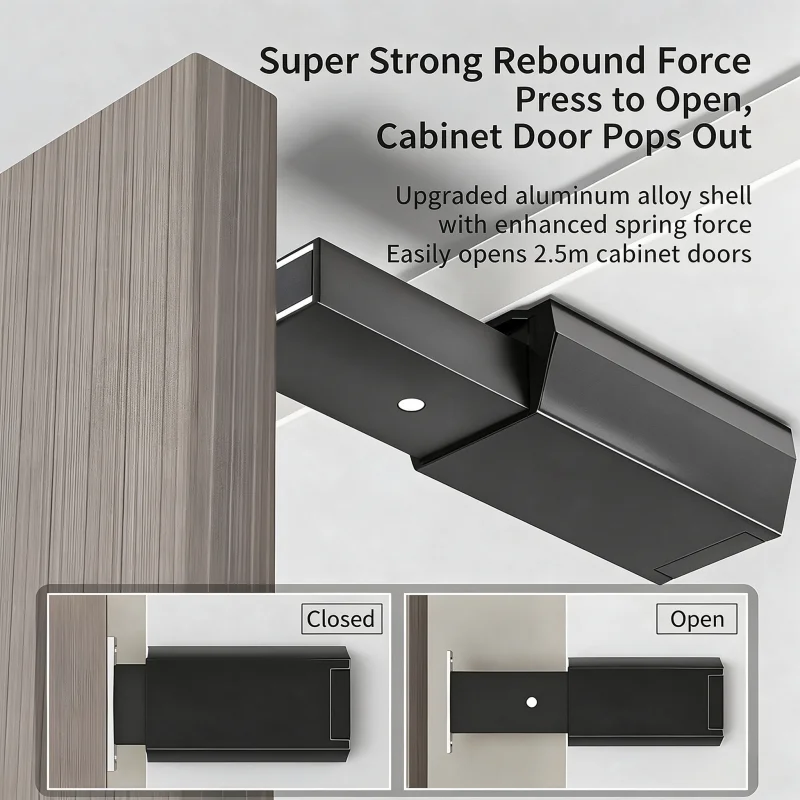 Push to Open Magnetic Catch, Heavy Duty Hidden Door Opener, No Handle Touch Release for Fire & Stone Cabinet Door